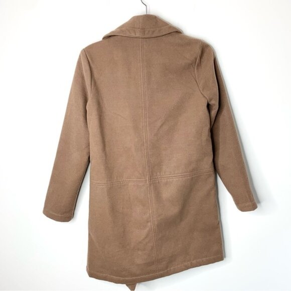 Anthropologie BB DAKOTA Felt Cute Might Cozy Coat Jacket Wrap Camel Size XS - Picture 13 of 14